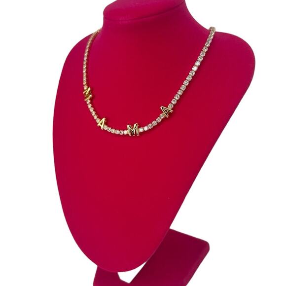 Sparkle MAMA Gold Necklace with Cubic Zirconia  Elegant Personalized Jewelry - Picture 5 of 6